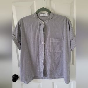 Everlane Black/White Thin Stripe Boxy Shirt